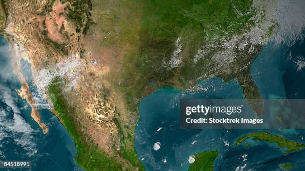 view of southern united states and mexico. - gulf of mexico stock-fotos und bilder