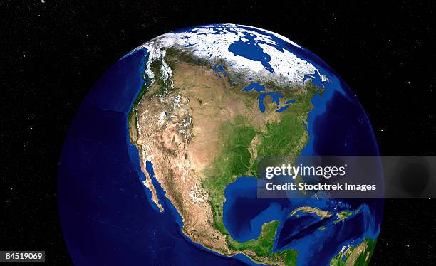 blue marble next generation seasonal landcover. - america satellite view stock pictures, royalty-free photos & images