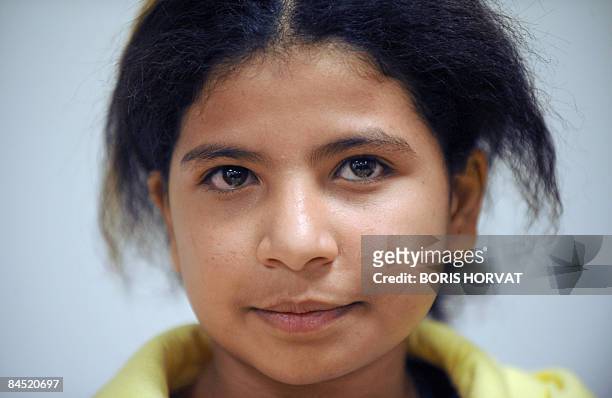 Nojoud Ali, a 11-year-old girl from Yemen poses on January 28, 2009 in Paris, on the sideline of a debate organized by the Women's rights association...