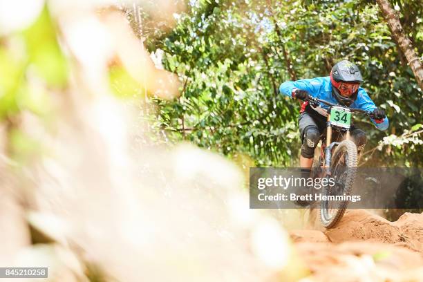 Ben Wallace of Canada competes in the Junior Mens Downhill Championship during the 2017 Mountain Bike World Championships on September 10, 2017 in...