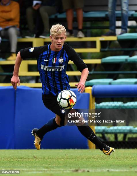 Jens Odgaard of FC Internazionale U19 in action during the Serie A Primavera match between FC Internazionale U19 and Udinese Calcio U19 at Centro di...