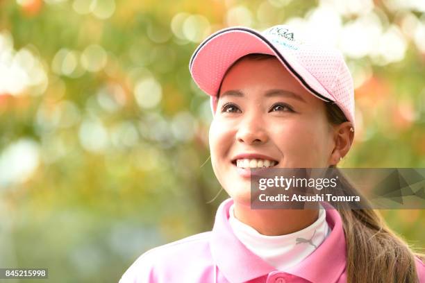 Momoka Miyake of Japan smiles during the final round of the 50th LPGA Championship Konica Minolta Cup 2017 at the Appi Kogen Golf Club on September...