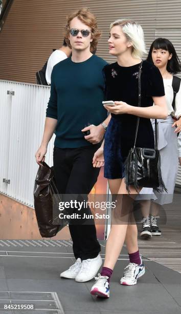 British actor Alfie Allen and Allie Teilz are sighting at Harajuku street on September 10, 2017 in Tokyo, Japan.