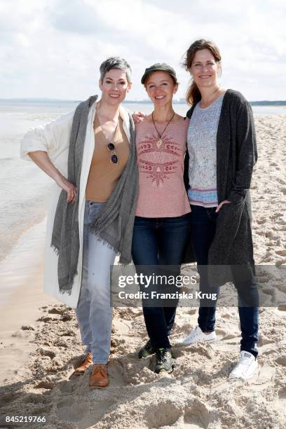 Cheryl Shepard, Johanna Klante and Ursula Buschhorn attend the Till Demtroeders Charity-Event 'Usedom Cross Country' at Seebruecke Ahlbeck on...