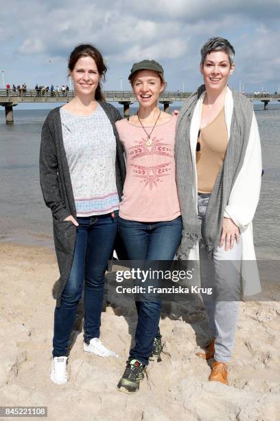 Ursula Buschhorn, Johanna Klant and Cheryl Shepard attend the Till Demtroeders Charity-Event 'Usedom Cross Country' at Seebruecke Ahlbeck on...