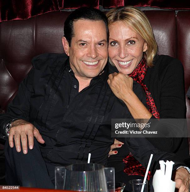 Tv personalities Juan Jose Origel and Laura Cecilia Bozzo attends the Liverpool Baby Phat clothing line launch at Hyde Club on January 27, 2009 in...