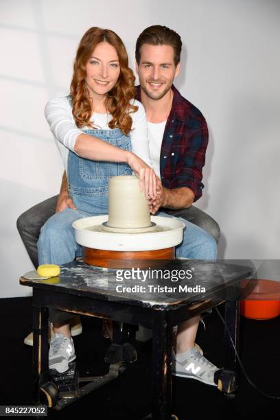 German singer Alexander Klaws and Dutch singer Willemijn Verkaik attend Ghost -The Musical Photo Call at Stage Theater on September 10, 2017 in...