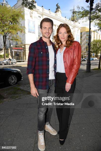 German singer Alexander Klaws and Dutch singer Willemijn Verkaik attend Ghost -The Musical Photo Call at Stage Theater on September 10, 2017 in...