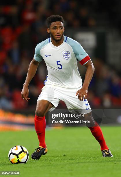 Joe Gomez of England in action during the UEFA Under 21 Championship Qualifiers between England and Latvia at the Vitality Stadium on September 5,...