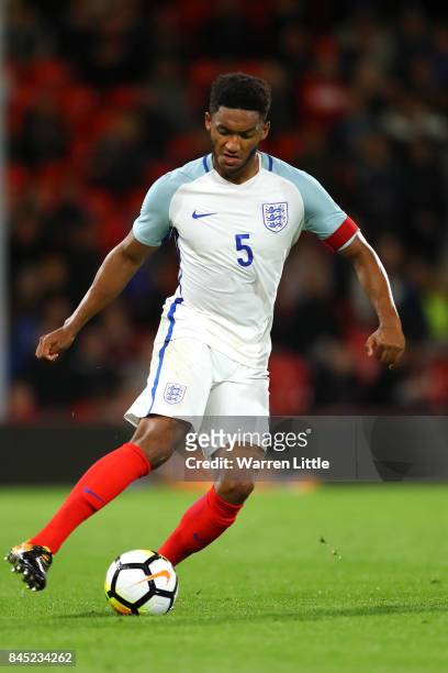 Joe Gomez of England in action during the UEFA Under 21 Championship Qualifiers between England and Latvia at the Vitality Stadium on September 5,...