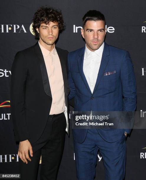 Zachary Quinto and Miles McMillan attend the HFPA & InStyle Annual Celebration of 2017 Toronto International Film Festival held at Windsor Arms Hotel...