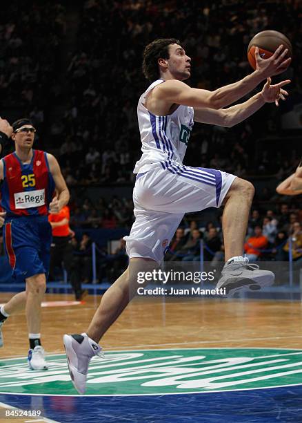 Sergio Llull, #23 of Real Madrid in action during the Euroleague Basketball Top 16 Game 1 match between Real Madrid v Regal FC Barcelona on January...