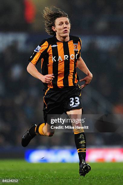 Jimmy Bullard of Hull in action during the Barclays Premier League match between West Ham United and Hull City at Upton Park on January 28, 2009 in...