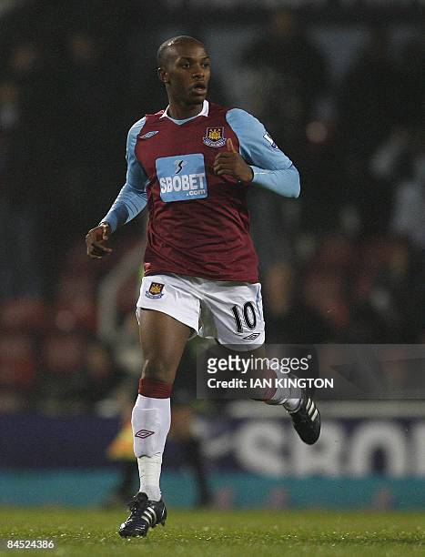 West Ham United's German player Savio Nsereko during their Premier League football match against Hull City at Upton Park in London, England on...