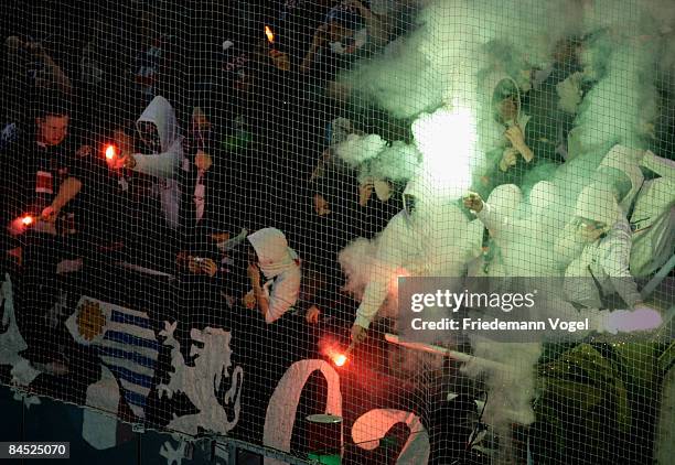 Fans of Zurich celebrates after winning the IIHF Champions League final between ZSC Lions Zurich and Metallurg Magnitogorsk at the Diners Club Arena...