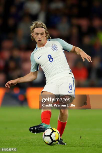 Tom Davies of England in action during the UEFA Under 21 Championship Qualifiers between England and Latvia at the Vitality Stadium on September 5,...