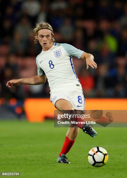 Tom Davies of England in action during the UEFA Under 21 Championship Qualifiers between England and Latvia at the Vitality Stadium on September 5,...