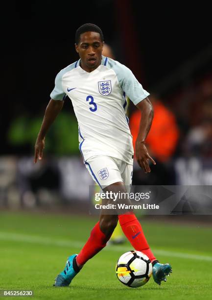 Kyle Walker-Peters of England in action during the UEFA Under 21 Championship Qualifiers between England and Latvia at the Vitality Stadium on...