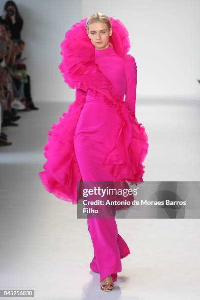 Model walks the runway at Christian Siriano show during New York Fashion Week: The Shows at Pier 59 on September 9, 2017 in New York City.