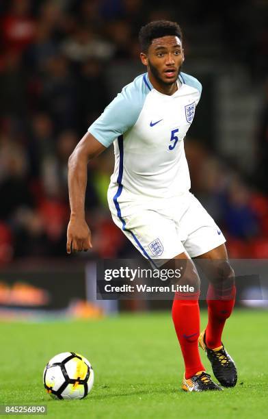 Joe Gomez of England in action during the UEFA Under 21 Championship Qualifiers between England and Latvia at the Vitality Stadium on September 5,...