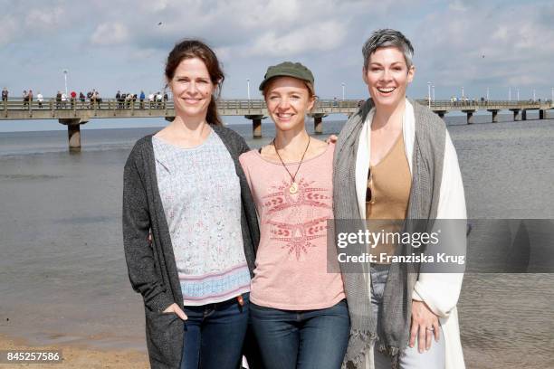 Ursula Buschhorn, Cheryl Shepard and Johanna Klante attend the Till Demtroeders Charity-Event 'Usedom Cross Country' at Seebruecke Ahlbeck on...