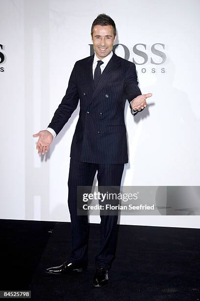 Host Kai Pflaume attends the Boss Black fashion show during the 'Mercedes Benz Fashion Week' A/W 2009 at Botanischer Garten on January 28, 2009 in...