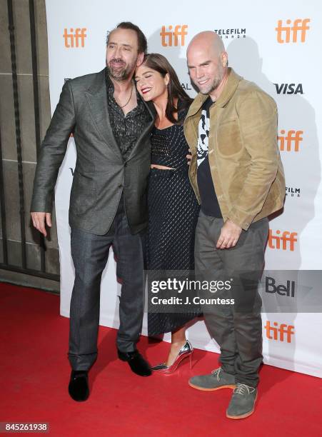 Actors Nicolas Cage, Selma Blair and director Brian Taylor attend the premiere of "Mom and Dad" during the 2017 Toronto International Film Festival...