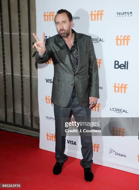 Actor Nicolas Cage attends the premiere of "Mom and Dad" during the 2017 Toronto International Film Festival at Ryerson Theatre on September 9, 2017...