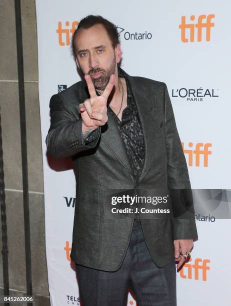 Actor Nicolas Cage attends the premiere of "Mom and Dad" during the 2017 Toronto International Film Festival at Ryerson Theatre on September 9, 2017...