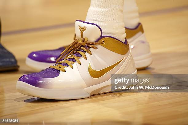 Closeup of sneakers, equipment of Los Angeles Lakers Kobe Bryant during game vs Cleveland Cavaliers. Los Angeles, CA 1/19/2009 CREDIT: John W....