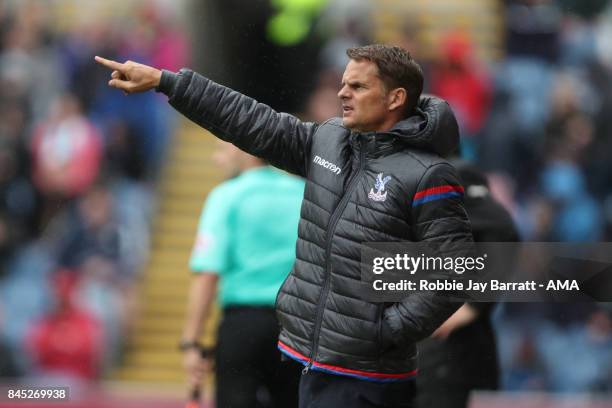 Frank de Boer head coach / manager of Crystal Palace during the Premier League match between Burnley and Crystal Palace at Turf Moor on September 10,...