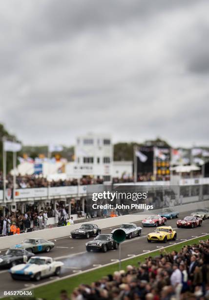 Vintage race cars takes part in a race during the Goodwood Festival at Goodwood on September 10, 2017 in Chichester, England.