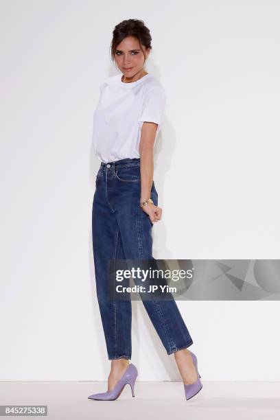 Designer Victoria Beckham walks the runway for Victoria Beckham fashion show during New York Fashion Week: The Shows on September 10, 2017 in New...