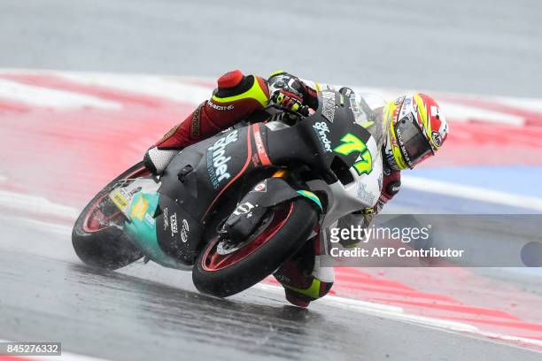 Kiefer Racing Team's Swiss rider Dominique Aegerter competes during the San Marino Moto2 Grand Prix at the Marco Simoncelli Circuit in Misano, on...