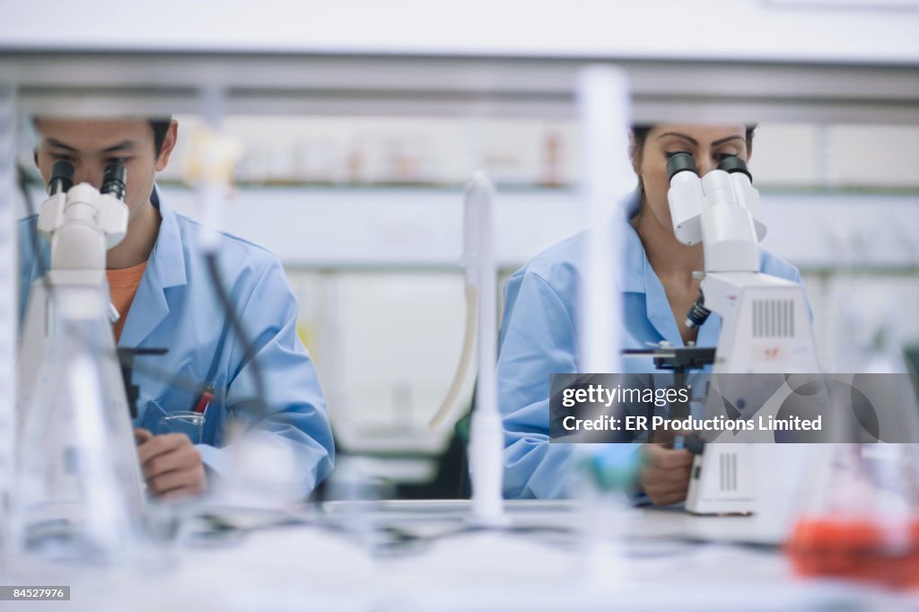 Working In Science Lab Scientists Working In Laboratory With Microscopes High-Res Stock Photo ...
