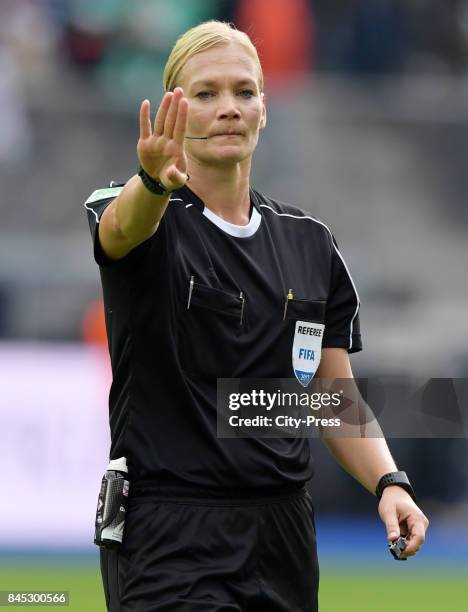 Match referee Bibiana Steinhaus during the game between Hertha BSC and Werder Bremen on September 10, 2017 in Berlin, Germany.