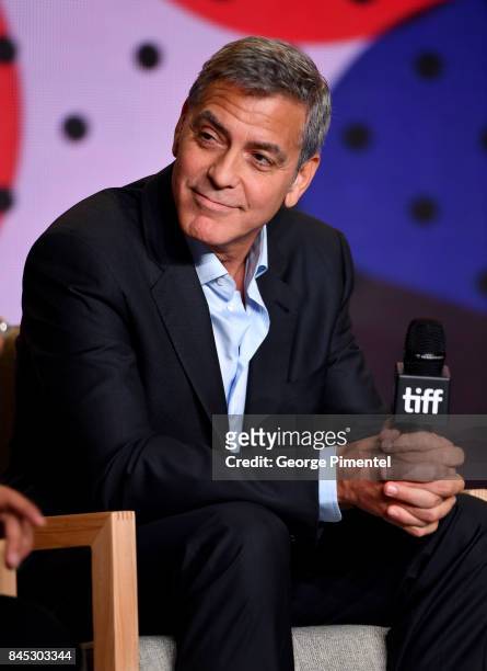 Writer/director/producer George Clooney speaks onstage at the "Suburbicon" press conference during the 2017 Toronto International Film Festival at...