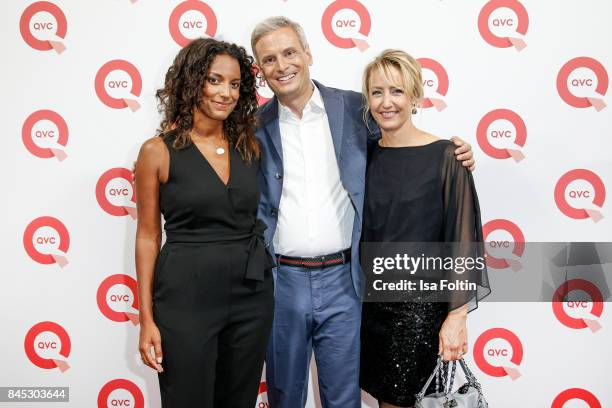 Presenters Pia Ampaw, Sascha Heyna and kerstin Braukmann attend a QVC event during the Vogue Fashion's Night Out on September 8, 2017 in duesseldorf,...