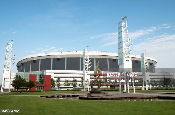 the flair and georgia dome in atlanta - georgia dome demolition stock pictures, royalty-free photos & images