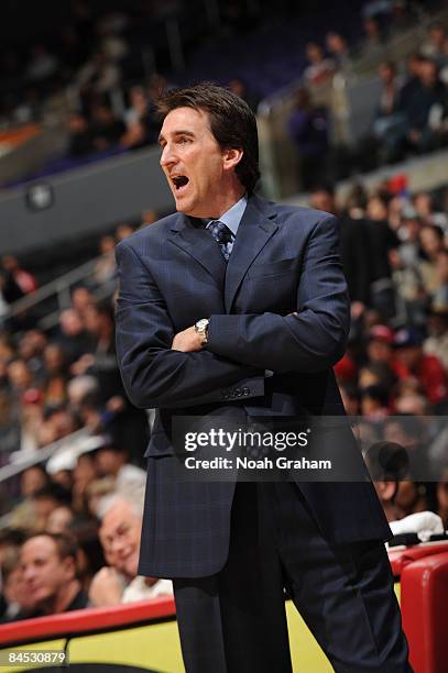 Head coach Vinny Del Negro of the Chicago Bulls directs his team from the sideline during a game against the Los Angeles Clippers at Staples Center...