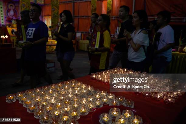 Ethnic Chinese offers prayers during the Chinese Hungry Ghost Festival on Sept. 10, 2017 in Kuala Lumpur, Malaysia. The Hungry Ghost Festival is...