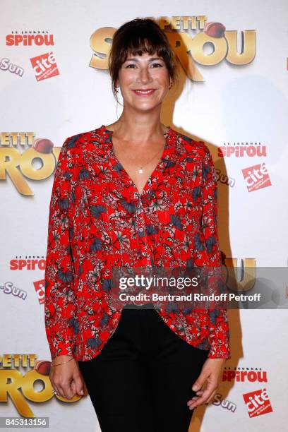 Actress of the movie Virginie Hocq attends the "Le Petit Spirou" Paris Premiere at Le Grand Rex on September 10, 2017 in Paris, France.