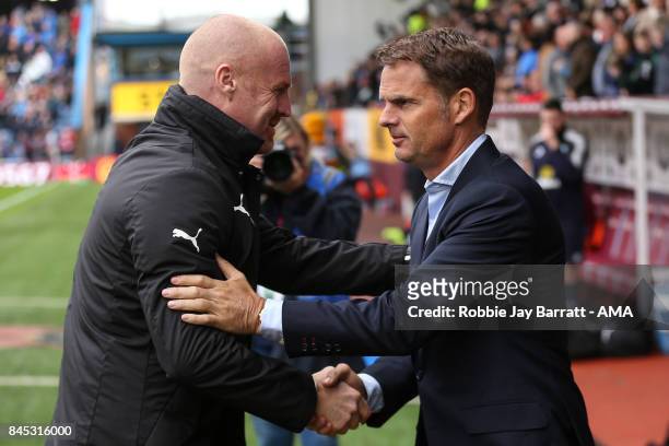 Sean Dyche manager / head coach of Burnley and Frank de Boer head coach / manager of Crystal Palace during the Premier League match between Burnley...