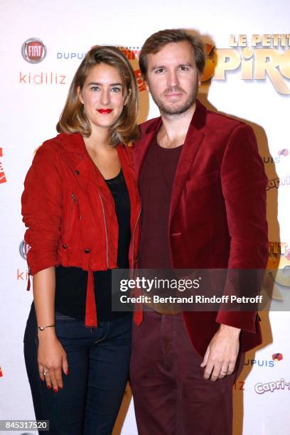 Actress of the movie Juliette Aver and her husband Director of the movie Nicolas Bary attend the "Le Petit Spirou" Paris Premiere at Le Grand Rex on...