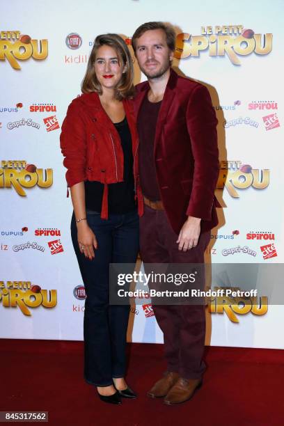 Actress of the movie Juliette Aver and her husband Director of the movie Nicolas Bary attend the "Le Petit Spirou" Paris Premiere at Le Grand Rex on...