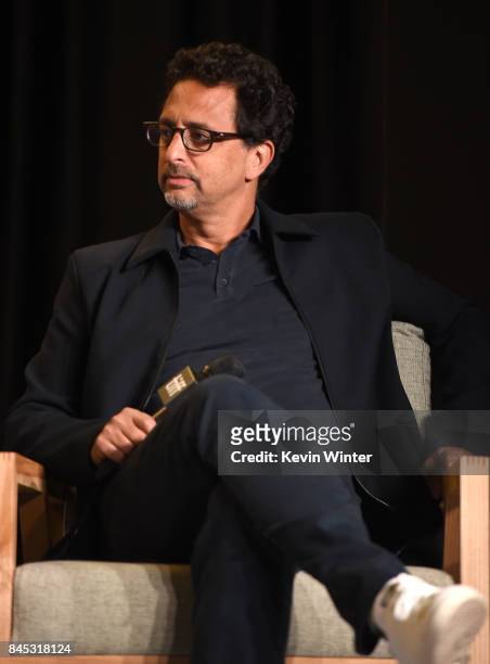 Writer/producer Grant Heslov speaks onstage at the "Suburbicon" press conference during the 2017 Toronto International Film Festival at TIFF Bell...