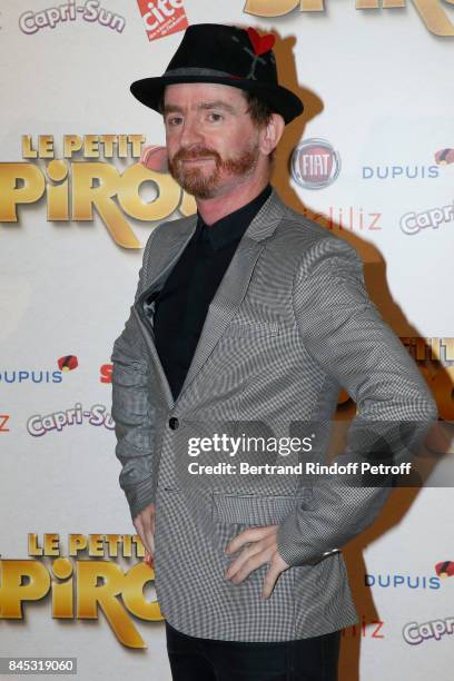 Singer of Musical Group Dionysos, Mathias Malzieu attends the "Le Petit Spirou" Paris Premiere at Le Grand Rex on September 10, 2017 in Paris, France.