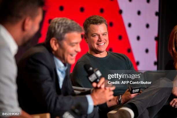 Director George Clooney speaks during the press conference for 'Suburbicon' at the Toronto International Film Festival in Toronto, Ontario on...