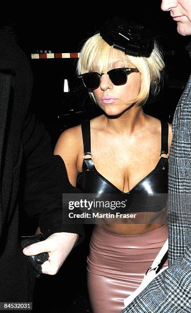 Lady GaGa leaves Bungalow 8 nightclub in Soho on January 28, 2009 in London, England.