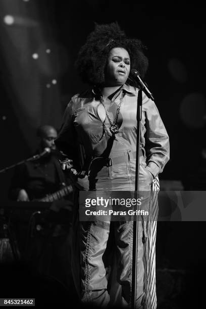 Singer Jill Scott performs onstage at 2017 ONE Music Fest at Lakewood Amphitheatre on September 9, 2017 in Atlanta, Georgia.